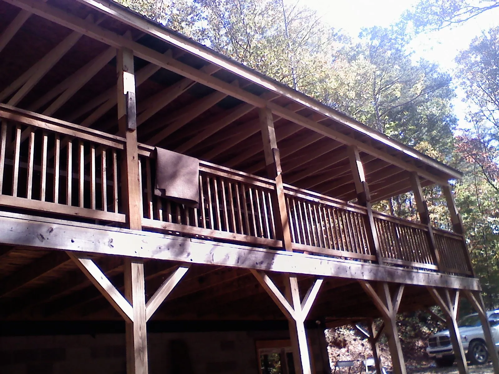 Timber framing under a new elevated porch and deck — Roof Leak Repair in Haddam by Roofing Brothers